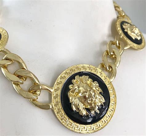 vintage versace mens jewelry|authentic versace lion necklace.